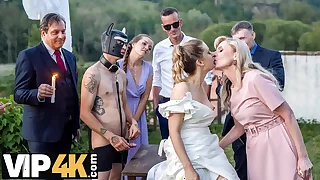 BRIDE4K&period; Sexy bride regarding natural confidential is having a kinky coitus regarding a groom dressed up as a hound